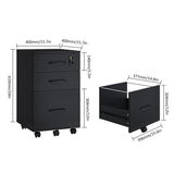 Panana 3 Drawer Wood Mobile File Cabinet, Under Desk Storage Drawers Small File Cabinet for Home Office (Black) Panana