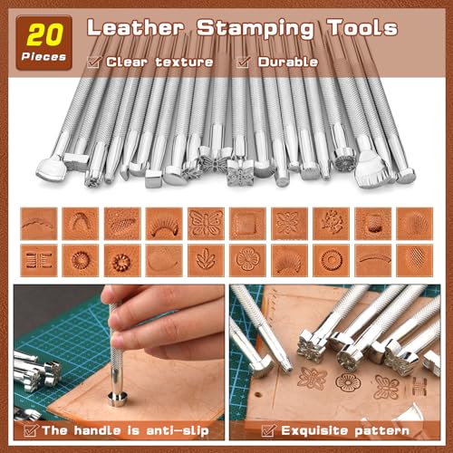 TLKKUE Leather Working Kit Leather Craft Tools with Custom Storage Bag Leather Craft Making Leather Tooling Kit for Beginners Leather Crafting Tools - WoodArtSupply