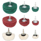 Baisiky 9PCS Non Woven Abrasive Buffing Polishing Wheel Drill Attachment Set,Scouring Pads Power Scrubber Cleaning Kit Baisiky