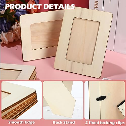 Barydat 24 Pcs Unfinished Wooden Craft Frames for 3" x 5" Photos DIY Photo Frames Paintable Picture Frames Wood Frames for DIY Painting Project