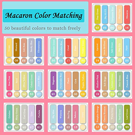 KALOUR Macaron Pastel Colored Pencils,Set of 50 Colors,Artists Soft Core,Ideal for Drawing Sketching Shading,Coloring Pencils for Adults Kids KALOUR