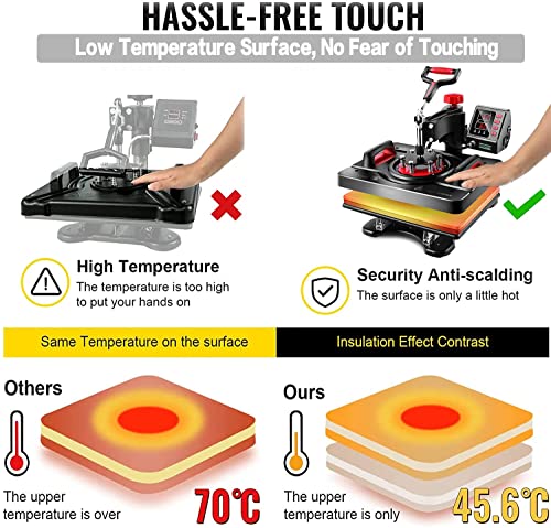 WHUBEFY Upgraded Heat Press Machine for Shirts 15 x 12 Inch T Shirt Press Machine 360-Degree Swing Digital Shirt Printing Heat Transfer Sublimation Whubefy