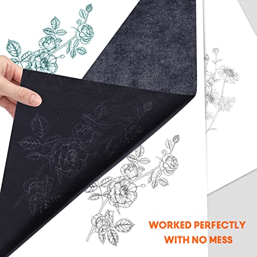 50 Sheets White Carbon Paper Graphite Paper Transfer Tracing Paper with 1  PCS Embossing Stylus Dotting Tools (8.3 x 11.6)