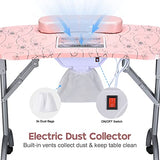 BYOOTIQUE Rolling Manicure Table 4in1 Makeup Train Case Foldable Nail Desk Cosmetology Case on Wheels with Built-in Dust Collector for Technician AW