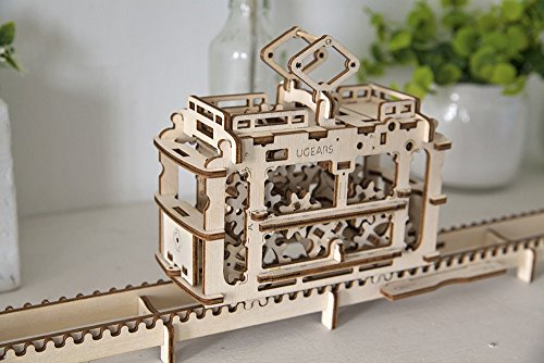 Ugears Tram with Rails - 3D Puzzle Self Propelled Mechanical Wooden Model UGEARS