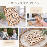 Tic Tac Toe Game & Decor Set, Kids Board Games, Versatile Boho/Natural Style Tic Tac Toe Board for Classic Two Person Games, 8.63 Inches Tic Tac Toe Woobli