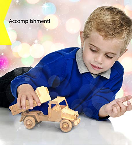 Puzzled 3D Puzzle Dump Truck Wood Craft Construction Model Kit, Fun, Unique & Educational DIY Wooden Toy Assemble Model Unfinished Crafting Hobby