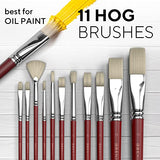 40 Pieces Professional Artist Paint Brush Set with Storage Case - Includes Round and Flat Art Brushes with Hog, Pony, Nylon Hair Bristles - Perfect Benicci