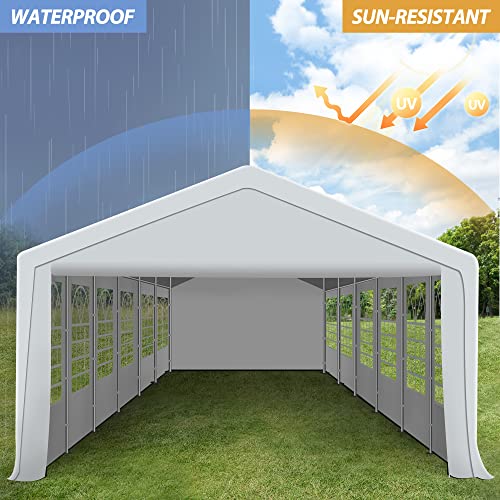 Raysfung 20' x 40' Heavy Duty Party Tent, Outdoor Large Wedding Tent with Removable Sidewalls Event Canopy Shelter for Birthday Party, Outdoor Event Raysfung