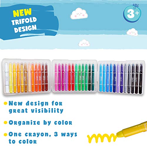DOODLE HOG NOYO 36 Colors Gel Crayons for Toddlers and Kids - Non Toxic - 3 in 1 Washable Bolder Crayons | Pastel Watercolor Paint Effects | Ages 3 DOODLE HOG
