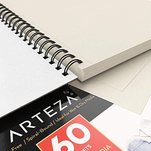 Arteza Sketchbook, Spiral-Bound Hardcover, Brown, 9 inch x 12 inch - Pack of 2