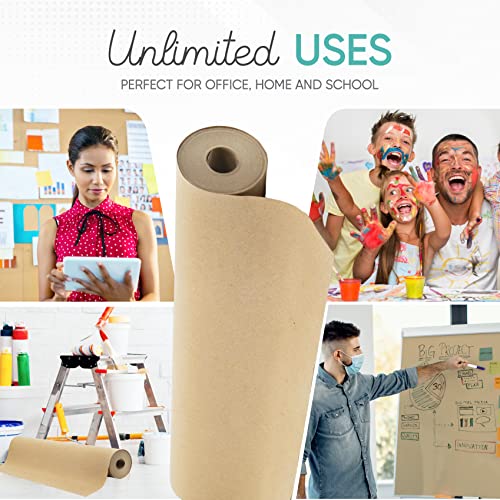 Brown Kraft Paper Roll 17.75” x 1200” (100ft) Made in USA- Ideal for Gift Wrapping, Packing Paper for Moving, Art Craft, Shipping, Floor Covering, Creative Paper Co