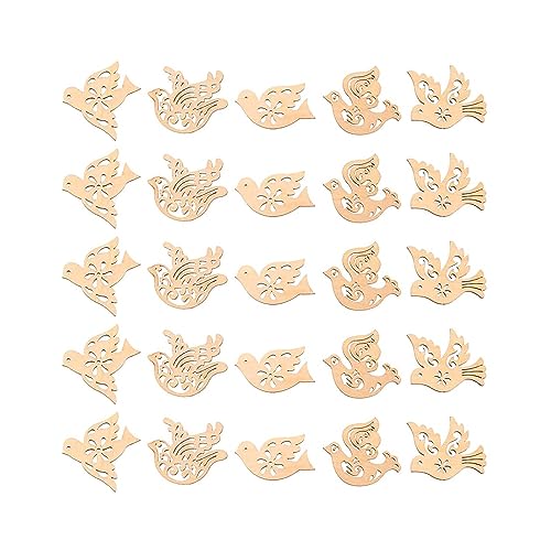 Creaides 50pcs Mini Bird Wood DIY Crafts Cutouts Wooden Bird Shaped Slices Embellishments Gift Unfinished Wood Ornaments for DIY Projects Christmas Creaides
