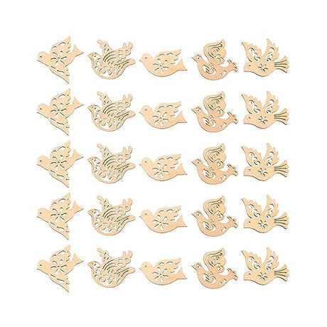 Creaides 50pcs Mini Bird Wood DIY Crafts Cutouts Wooden Bird Shaped Slices Embellishments Gift Unfinished Wood Ornaments for DIY Projects Christmas Creaides