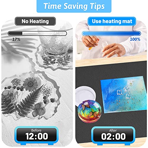 Large Resin Heating Mat with Cover and Timer, 4-Hour Auto Shut-Off Fast Resin Curing Machine, 23.6 x 14.2 Inches Heating Pad for Resin Projects, DIY Beautycity