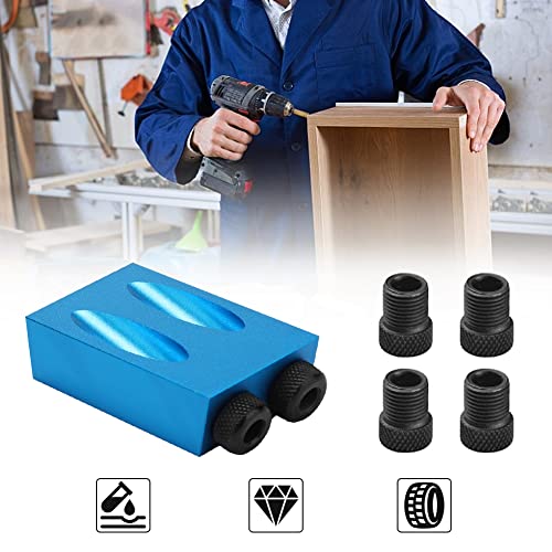 Pocket Hole Jig, 15 Degree Dowel Drill Joinery Kit, 6/8/10mm Drive Adapter for Woodworking Angle Drilling Holes, Carpenters Wood Woodwork Guides EBTOOLS