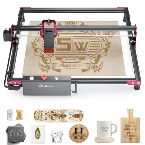 AlgoLaser DIY KIT 5W Laser Engraver, Support WIFI and Emergency Stop, 12000mm/min Speed Laser Engraving Machine, 0.04x0.09mm Laser Spot Laser - WoodArtSupply