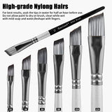 Angular Paint Brushes Set, 6 Pcs Angled Paintbrushes for Acrylic Oil Watercolor Gouache Painting, Premium Nylon Hair Angle Shader Brush for Art Genixart