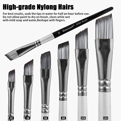 Angular Paint Brushes Set, 6 Pcs Angled Paintbrushes for Acrylic Oil Watercolor Gouache Painting, Premium Nylon Hair Angle Shader Brush for Art - WoodArtSupply