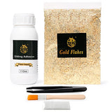 110ml Gilding Adhesive, 5g Gold Flakes Kit with The Gold Metal Leaf Adhesive, Epoxy Resin Water Based Glue for Gold Leafing Canvas,Gold Leaf KIRIN
