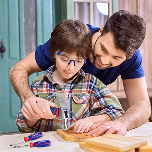 WORKPRO 9-Piece Kids Real Hand Tool Set, Blue Junior Tool Kit with Storage Bag for Boys, Girls, Children DIY Building and Woodworking, Age 8+ WORKPRO