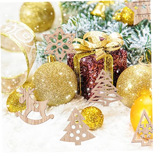 Anneome 54pcs Christmas Wood Chips Wooden Ornaments Christmas Decorations Kids Wooden Toys Kidcraft Playset Unfinished Xmas Cutouts Wooden Snowflake Anneome