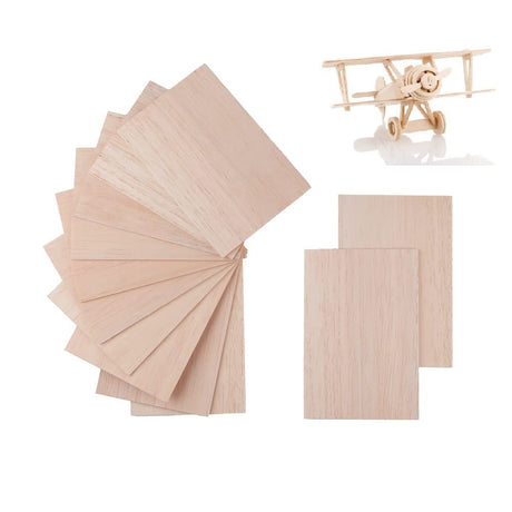 iUoczi 12 Pack Balsa Wood Sheets 1/12 x 4 x 6 Inch Cricut Unfinished Thin Wood Sheets for Crafts Make Models of House Airplane Ship Boat DIY Wooden iUoczi