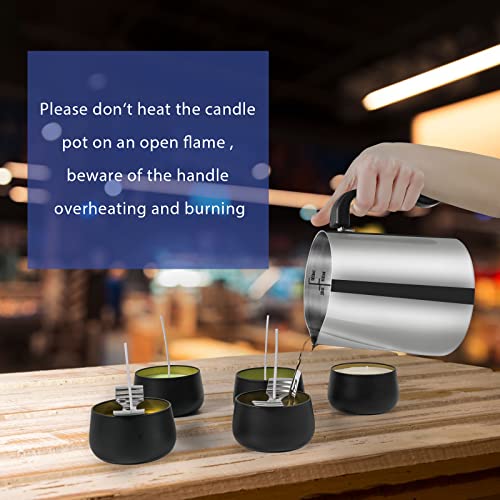 SAEUYVB Candle Making Pouring Pot, 32oz Wax Melting Pot,304 Stainless Steel Candle Making Pitcher with Heat-Resistant Handle and Dripless Pouring SAEUYVB