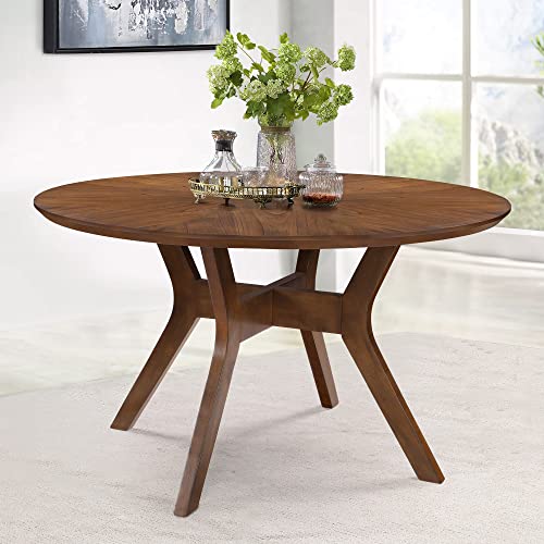 Uolfin Round Dining Table for 6, Solid Wood, 52-Inch - WoodArtSupply