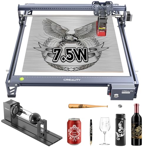 Creality Laser Engraver 4-in-1 Rotary Roller Kit for Glass Tumbler Ring, 72W Laser Cutter, 7.5W Laser Engraving Machine for Wood, Metal, Acrylic, CNC - WoodArtSupply