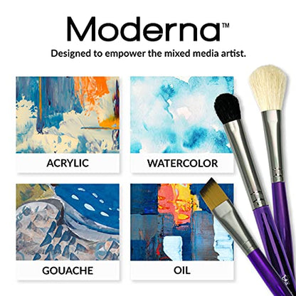 Royal & Langnickel Moderna Angular Brush Set for All Painting Mediums, 5pc - WoodArtSupply