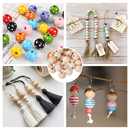 Craftdady 80pcs 15-16mm Round Wood Beads Unfinished Wood European Spacer Beads Large Hole Wooden Beads with Animal Cat Pattern for DIY Macrame