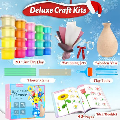 Arts and Crafts for Kids & Girls Ages 4-8 6-8 8-12, Air Dry Clay, Craft Kits for Kids, Christmas Birthday Gifts Toys for Girls 6 7 8 9 10 11 12 Year