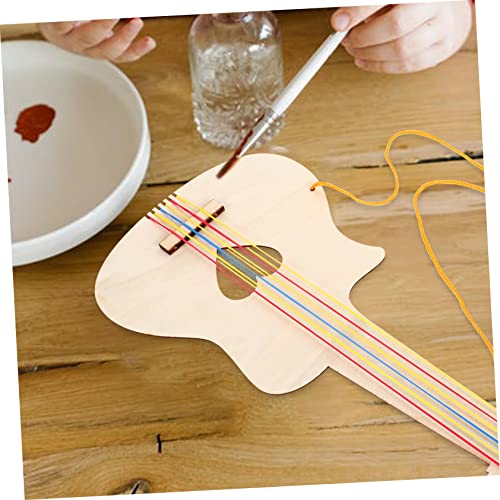 ibasenice 2pcs Wood Crafts for Kids Mini Toy DIY Graffiti Wooden Guitar Cutout Kids Small Guitar Mini Guitar Ukulele Toy Kids DIY Guitar Toys ibasenice