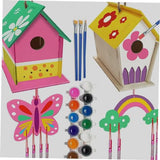 TEHAUX 1 Set Lanyard Birdhouses Pendant Unfinished Arts Kits Bird House Painting Kids Craft Unfinished House Kit Paint House Wind Chime Kit Wind TEHAUX