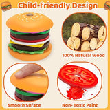 Jumlys Montessori Toys for 2, 3, 4, 5, Year Old, Wooden Burger Stacking Toys, Fine Motor Toys for Kids Boys Girls, Ideal Preschool Educational and Jumlys