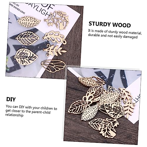 EXCEART 50pcs Christmas Stickers Leaves Wooden Cutouts Plain Wooden Leaf Slices Thanksgiving Fay DIY Crafts Unfinished Christmas Ornaments DIY Wood EXCEART