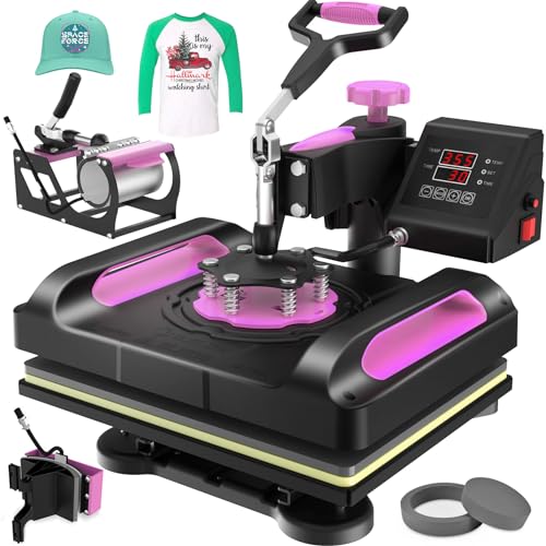 Seeutek Pro 5 in 1 Heat Press Machine 12x15 inch 360-Degree Swing Away Digital T Shirt Pressing Machine Multifunction Heat Transfer Sublimation Combo - WoodArtSupply