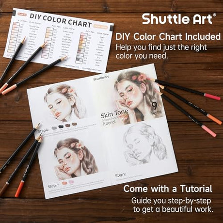 Shuttle Art 36 Skin Tone Colored Pencils, Colored Pencils for Adult Coloring, Soft Core Color Pencils, Coloring Pencils for Adults Kids Artists Shuttle Art