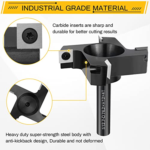 Chaoos CNC Spoilboard Surfacing Router Bit, 1/2" Shank 3" Cutting Diameter 4 Wing, Slab Flattening Router Bit Planing Bit Wood Planer Bit Woodworking - WoodArtSupply