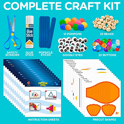 Arts and Craft Kit for Toddlers Ages 2, 3, 4, 5 Years - Craft 9 Fun Fish Characters