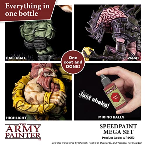 The Army Painter Speedpaint Mega Set - 24 x 18ml Speed Paint Kit Pre Loaded with Mixing Balls and 1 Brush- Base, Shadow and Highlight in One The Army Painter