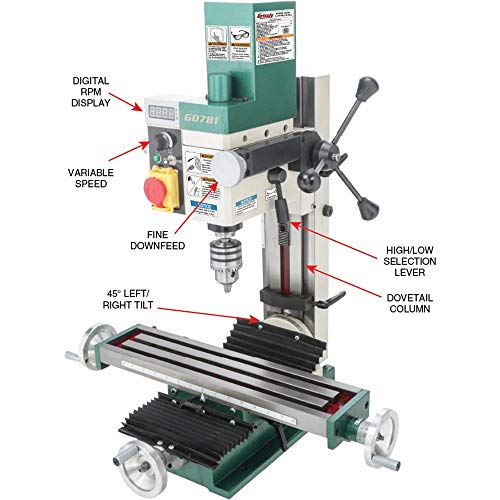 Grizzly G0781 3/4 hp Mill/Drill, 4 x 18" - WoodArtSupply