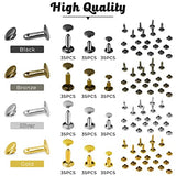 420 Sets Leather Rivets Kit, Double Cap Brass Rivets Leather Studs with 3PCS Setting Tools for Leather Repair and Crafts, 4 Colors and 3 Sizes Jetmore