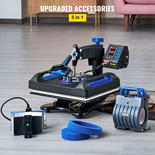 VEVOR Heat Press Machine 12x15, 800W Heat Press for Sublimation 5 in 1 Combo, Dual Digital Heat Press Transfer, Uniform Heat, Anti-Scald Cover, Vinyl VEVOR