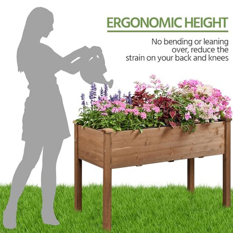 Yaheetech 1pc Raised Garden Bed 48x24x30in Elevated Wooden Horticulture Planter Box with Legs Standing Growing Bed for Yaheetech