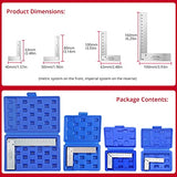 XUNTOP 4PCS Machinist Square 2, 3, 4 and 6 inch Squares Combinations, 90-Degree Right Angle Engineer Set Hardened Angle Ruler Hard Steel Construction XUNTOP