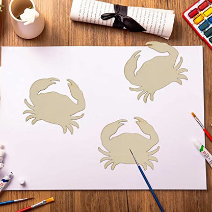 Creaides 20pcs Wooden Sea Animals DIY Crafts Cutouts Crab Shaped Wood Ornaments for DIY Projects Home Decoration