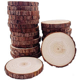 William Craft Natural Wood Slices 25 Pcs 3.1-3.5 Inches Unfinished Wood Craft Kit Undrilled Wooden Circles Without Hole Tree Slice with Bark for Arts William Craft