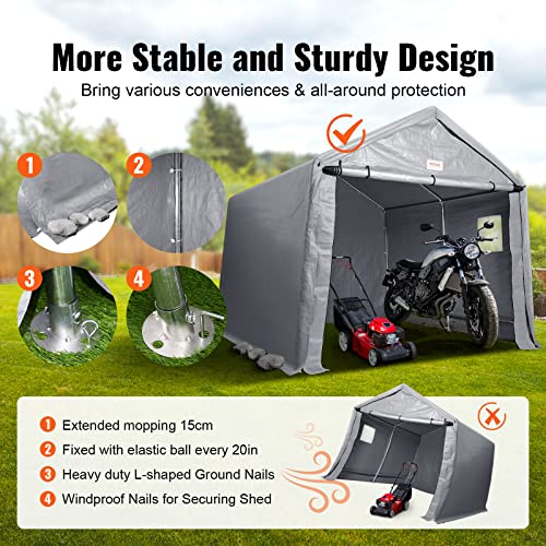 VEVOR Portable Shed Storage Shelter Outdoor, 10x10x8.5 ft Heavy Duty Instant Storage Tent Tarp Sheds with Roll-up Zipper Door and Ventilated Windows